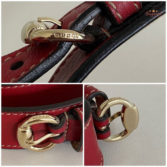 Authentic Gucci Red Leather Knot Skinny Horsebit Ring Buckle Belt Size 85/34 main image 13
